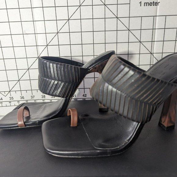 NEW - Women's Deltan Kelsea Slip-on Stiletto Sandals Braided Black - Picture 7 of 7